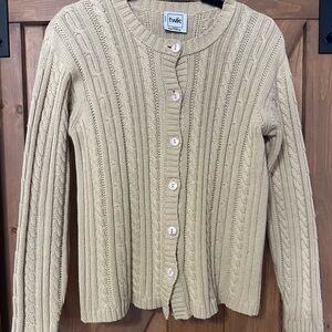Simons Yellow Cable-Knit Button-Up Cardigan
